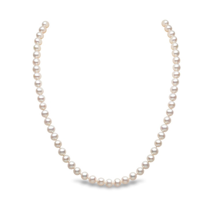 Cultured Freshwater White Pearl Necklace, 18ct Yellow Gold Cultured Freshwater White Pearl Necklace, 18ct Yellow Gold