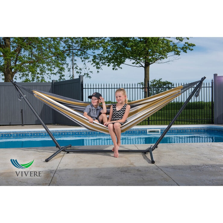 Vivere Cotton Hammock with Steel Frame and Premium Carry Bag (9 ft)