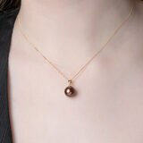 Choclate Brown Tahitian Pendant, 18ct Yellow Gold