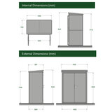 Stone Garden 4ft 7" x 2ft 6" (1.45 x 0.8m) Vertical 1,887 Litre Steel Shed in Grey