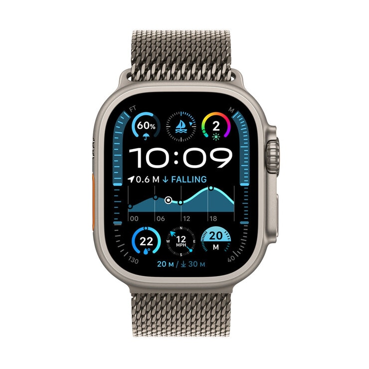 Apple Watch Ultra 2 GPS + Cellular, 49mm Titanium Case with Natural Titanium Milanese - Medium, MX5R3QA/A Apple Watch Ultra 2 GPS + Cellular, 49mm Titanium Case with Natural Titanium Milanese - Medium, MX5R3QA/A
