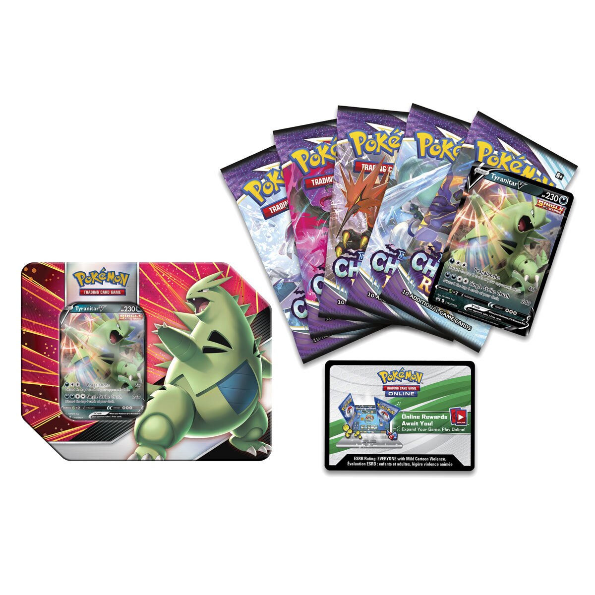 Pokemon 4 Pack V Tins – Pikachu, Eternatus, Eevee, Tyranitar