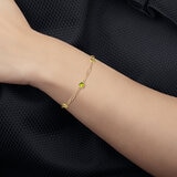 Round Cut Peridot Paperclip Bracelet, 14ct Yellow Gold