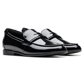 Clarks Kids Finja Bright Black Patent Shoes