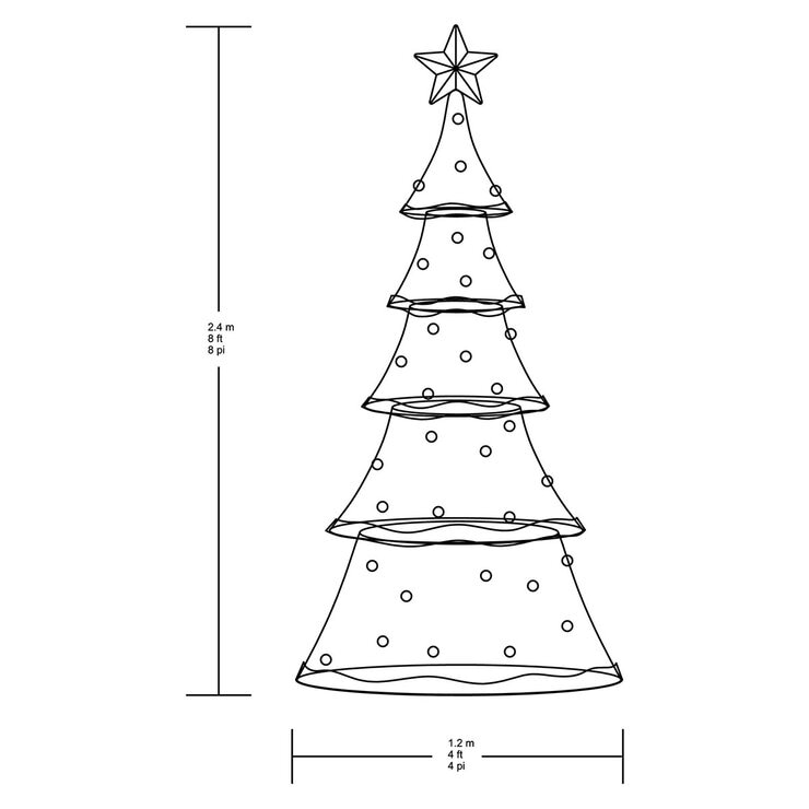 Buy 8ft Glitter String Tree Dimensions Image at Costco.co.uk