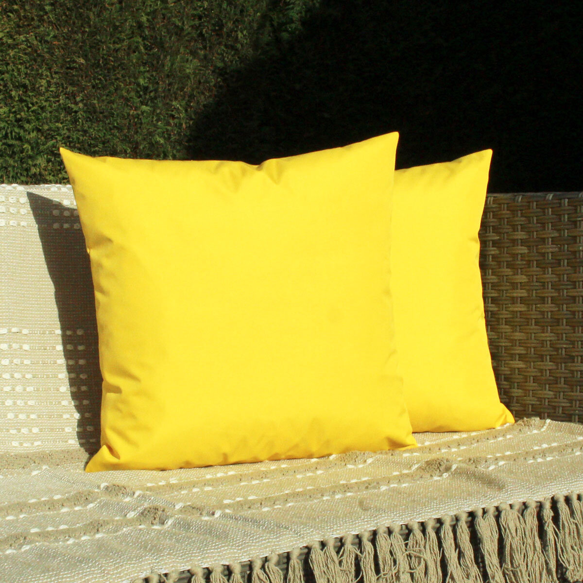 Furn Wrap Outdoor Cushion 2 Pack in Yellow, 43 x 43 cm
