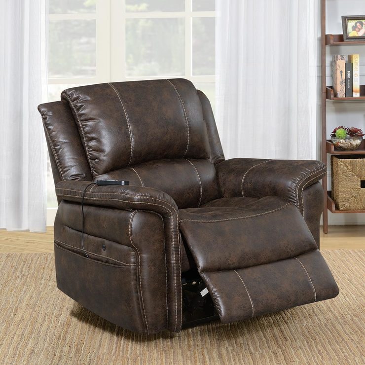 Fabric Power Recliner With Built In, Reclining Massage Chair With Heat Uk
