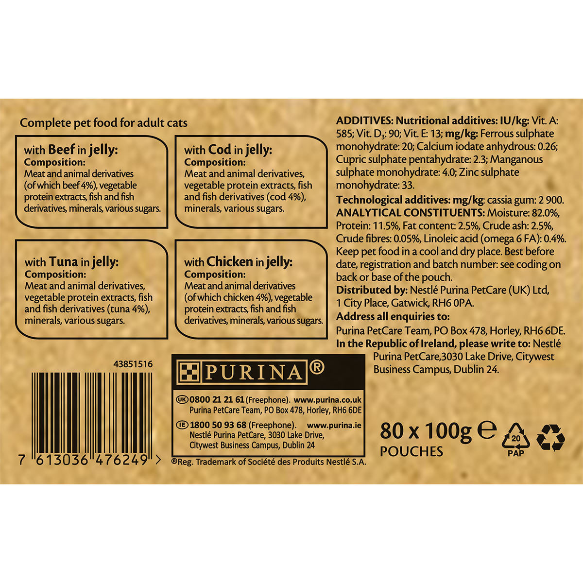 Felix As Good As It Looks Cat Food Fish and Poultry in Jelly 80 x 100g