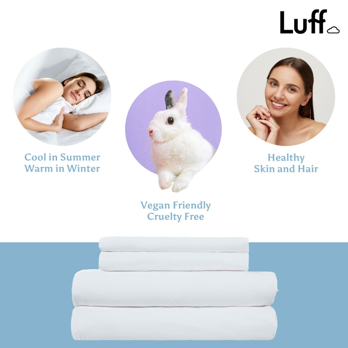 Luff 700 Thread Count 100% Organic Bamboo Pillowcases 2 Pack White