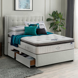 Silentnight Continental Divan Base with Bloomsbury Headboard in Dove Grey, King Size