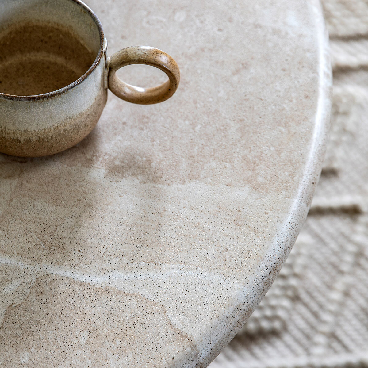 Gallery Moderna White Faux Travertine Coffee Table