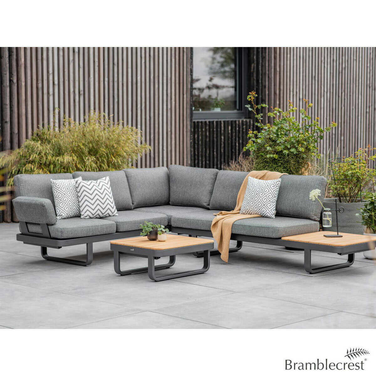 Montpellier L-Shape Modular Sofa with Teak Side & Teak Coffee Table
