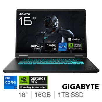 Gigabyte A16, Intel Core i7, 16GB RAM, 1TB SSD, NVIDIA GeForce RTX 5070, 16 inch Gaming Laptop, CWHI3UK894SH