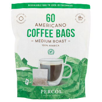 Percol Americano Medium Roast Coffee Bags, 60 x 8g
