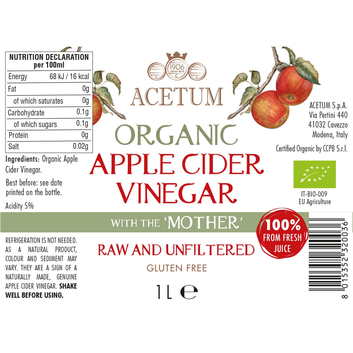 Acetum Organic Apple Cider Vinegar - 16.9 fl oz