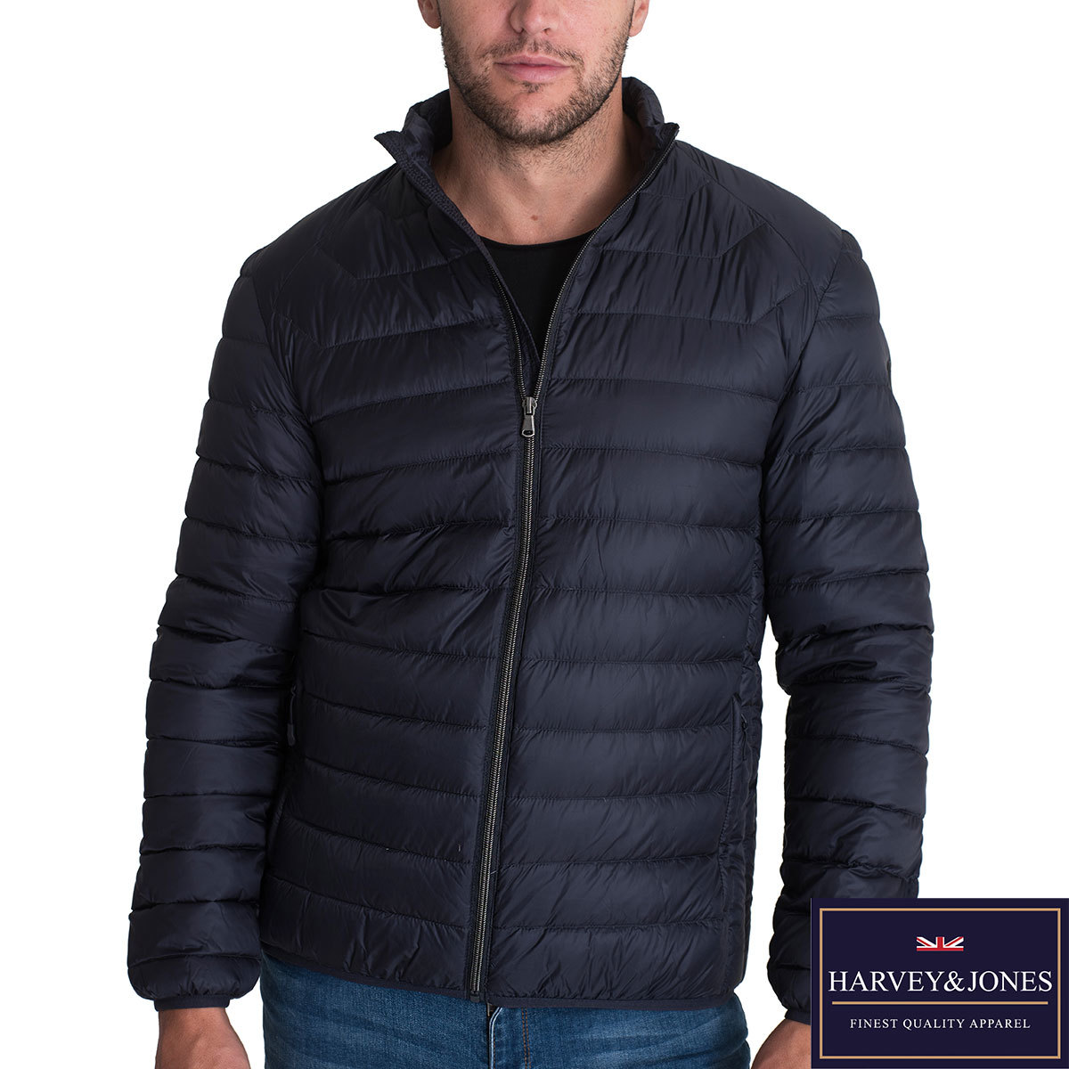 Harvey & Jones Jack Men's Ultra Lightweight Down Jacket in Navy