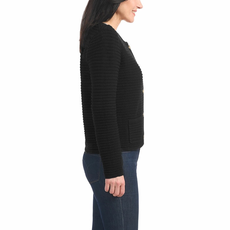 Hilary Radley Textured Knit Jacket in Black
