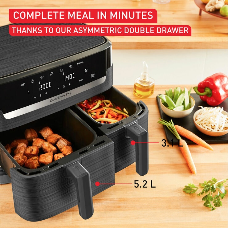 Tefal Easy Fry Dual Air Fryer with asymmetric double draser