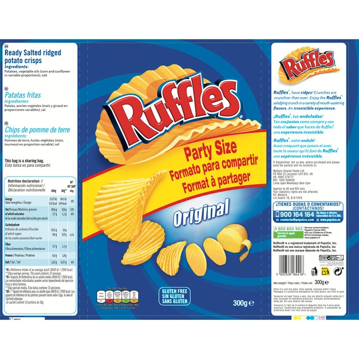 Ruffles Party Size Salted Crisps, 2 x 300g Costco UK