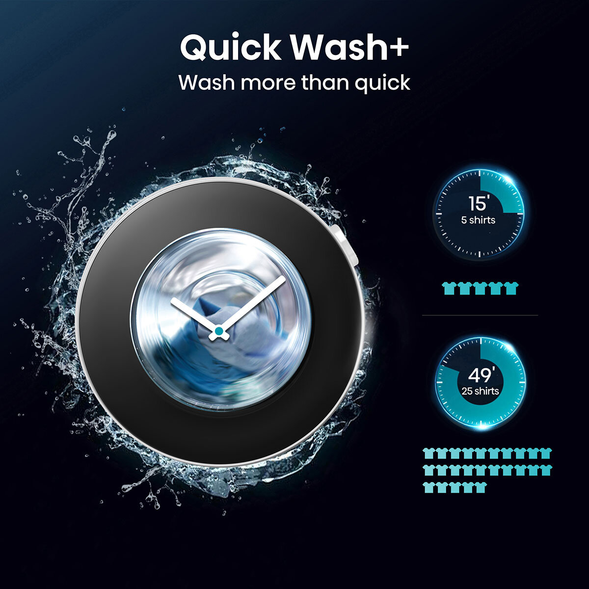 Hisense WF5S1045BB, 10.5kg 1400rpm Washing Machine, A Rated in Black