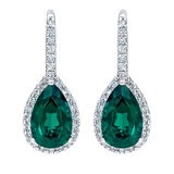 Pear Shaped Emerald and 0.50ctw Diamond Earrings