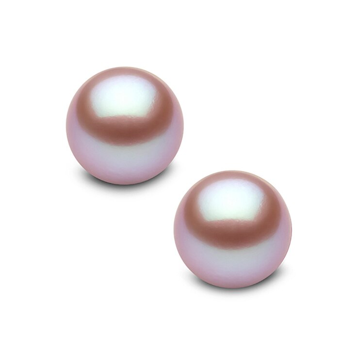 99.5mm Cultured Freshwater Pink Pearl Stud Earrings, 18ct White Gold
