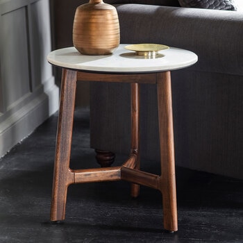 Gallery Mataro White Marble Top Side Table 