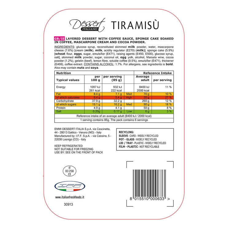 Dessert Italiano Tiramisu, 6 x 85g