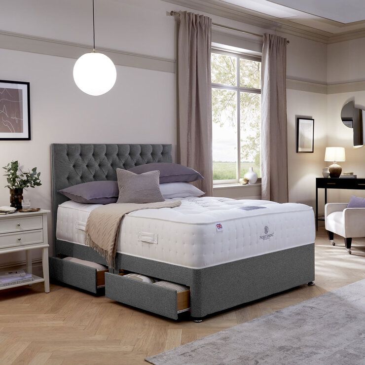 Pocket Spring Bed Company Mulberry Mattress & Grey Divan with 4 Drawers in 3 Sizes Pocket Spring Bed Company Mulberry Mattress & Grey Divan with 4 Drawers in 3 Sizes