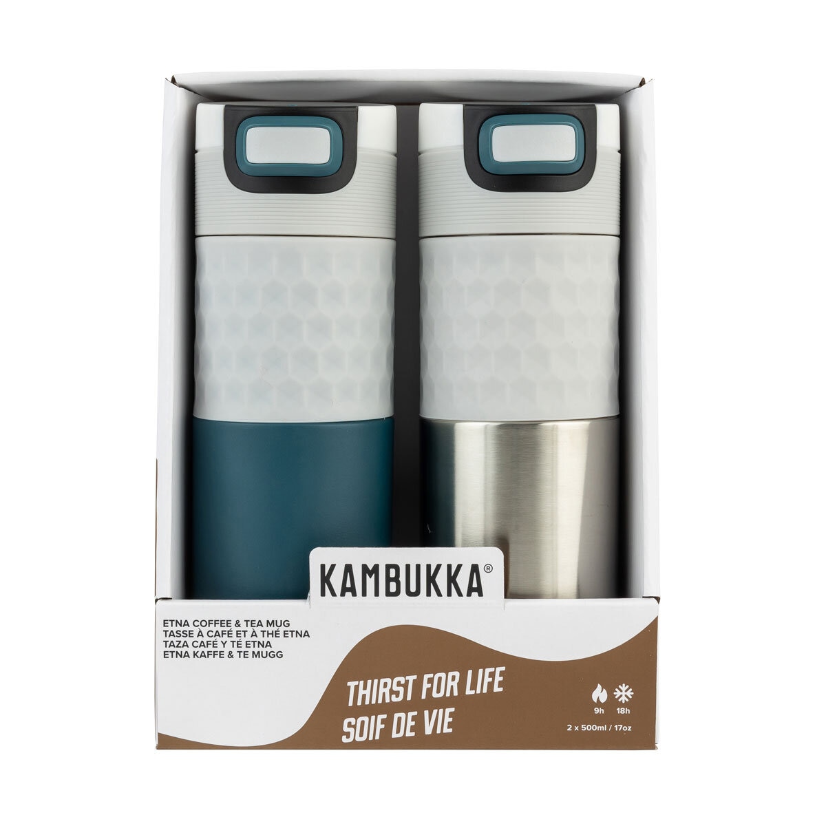 Kambukka 500ml Travel Mug, 2 Pack in Petrol Blue