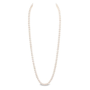 7-7.5mm Cultured Freshwater White Pearl Necklace, 18ct Yellow Gold