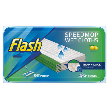 Flash Speedmop Wet Cloths Lemon Multi-Surface Refills, 4 x 24 Pack