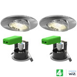 4lite WiZ Connected LED IP20 Fire Rated Adjustable Downlight, Pack of 2, in Chrome