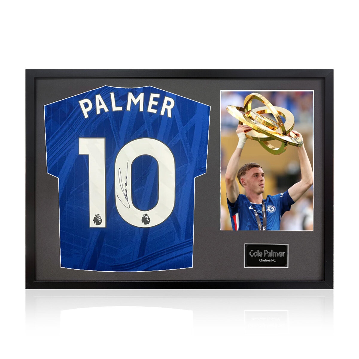 Cole Palmer Signed Framed Chelsea Football Shirt including 1 Photo in 2 Options: White or Black Mount
