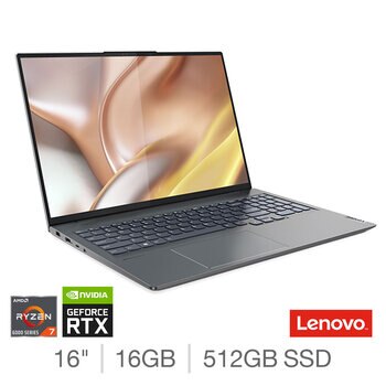 Lenovo Slim 7 Pro, AMD Ryzen 7, 16GB RAM, 512GB SSD, NVIDIA GeForce RTX 3050, 16 Inch Laptop, 82UW003PUK