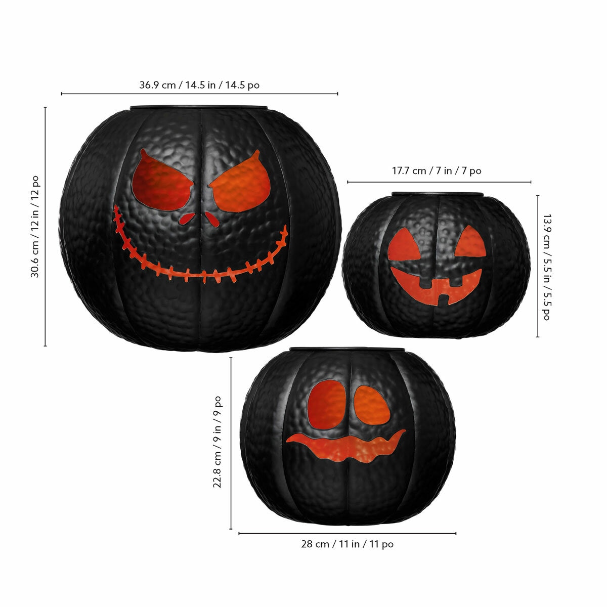 Metal Pumpkin lantern 3 pieces