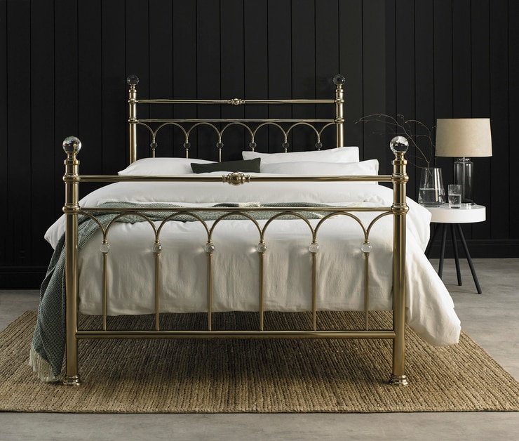 Bentley Cristina Champagne Brass Finish Metal Bed Frame, Double Costco UK