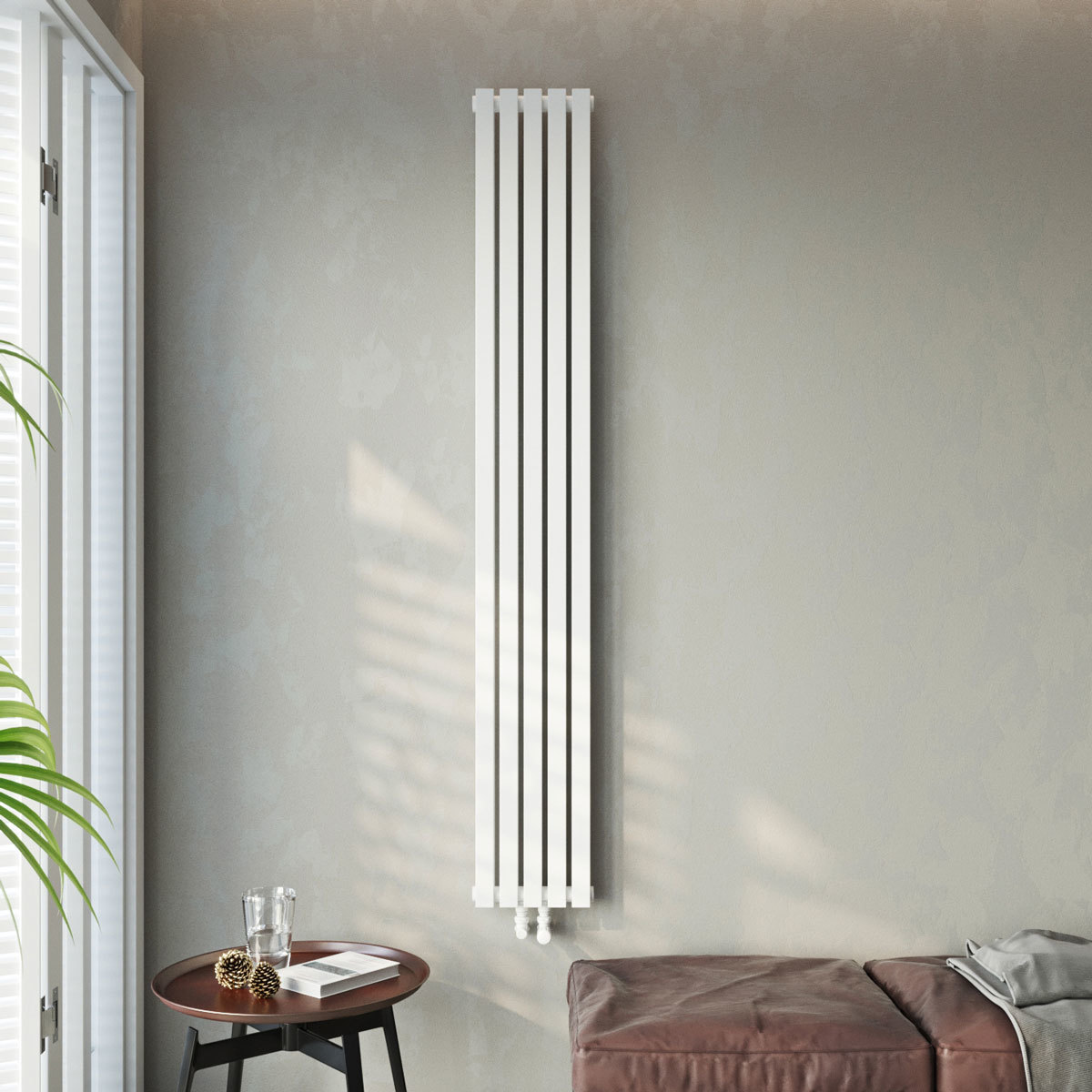 Lifrestyle image of Linear radiator in living room setting