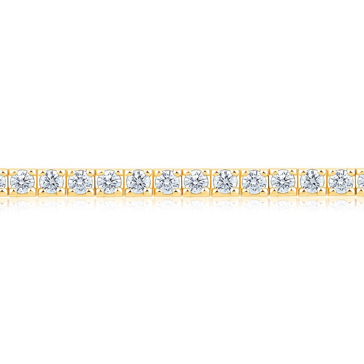 3.00ctw Round Brilliant Cut Tennis Bracelet, 18ct Yellow Gold