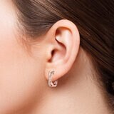 0.25ctw Cross Hoop Diamond Earrings, 14k Rose Gold