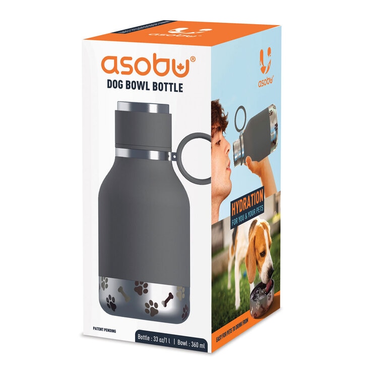 Asobu Stainless Steel Dog Bowl 300ml and Bottle 1.1L in Packaging Asobu Stainless Steel Dog Bowl 300ml and Bottle 1.1L in Packaging