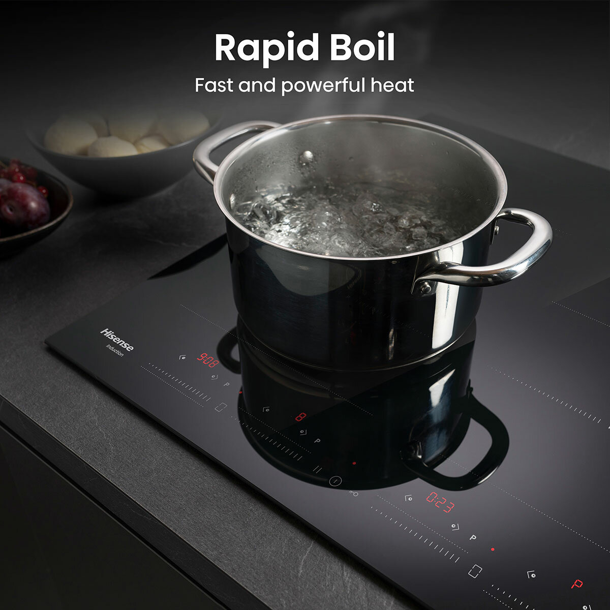 Hisense Hi6 HI6442BSCE 60cm Electric Induction Hob with Area Flex, in Black