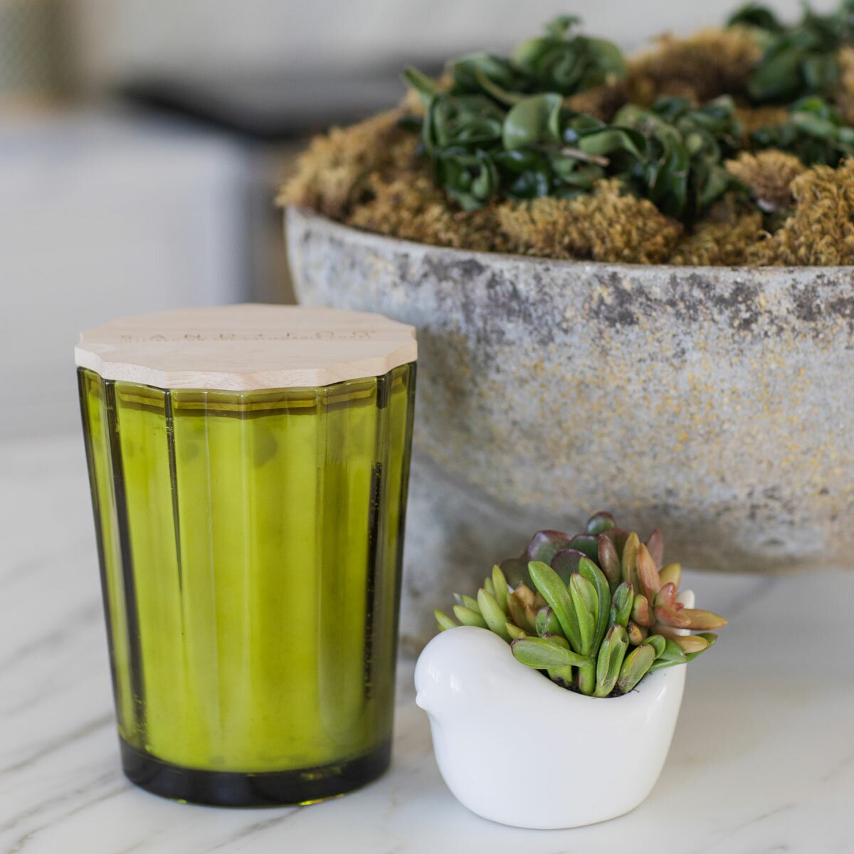 Sand and Fog Scalloped Candle (GREEN)