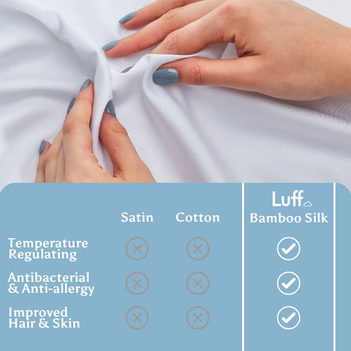 Luff 700 Fadenzahl 100% Bio Bambus Kissenbezüge 2er Pack in 3 Farben - Bild 22 von 26