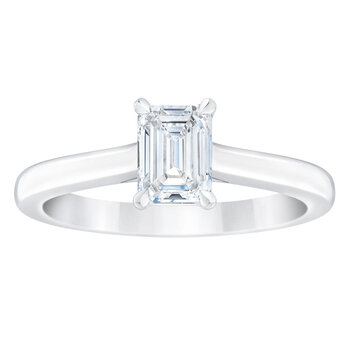 1.00ct Emerald Cut Diamond Solitaire Ring, Platinum
