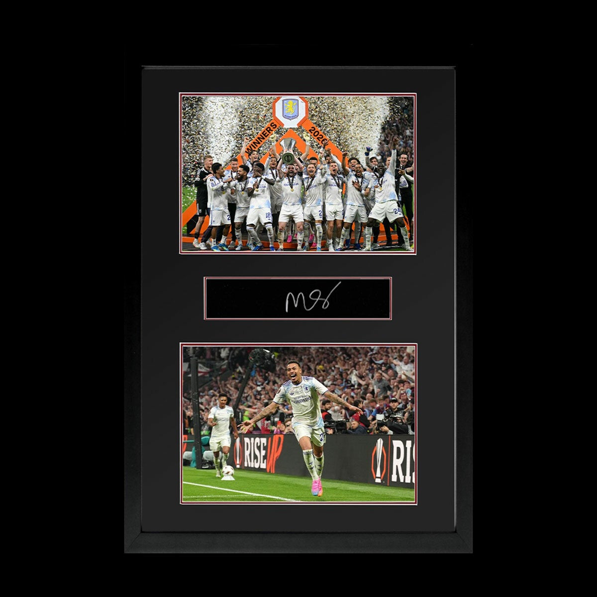 Morgan Rogers Signed Aston Villa Europe League Plaque Iconic Frame in 2 Options: White or Black