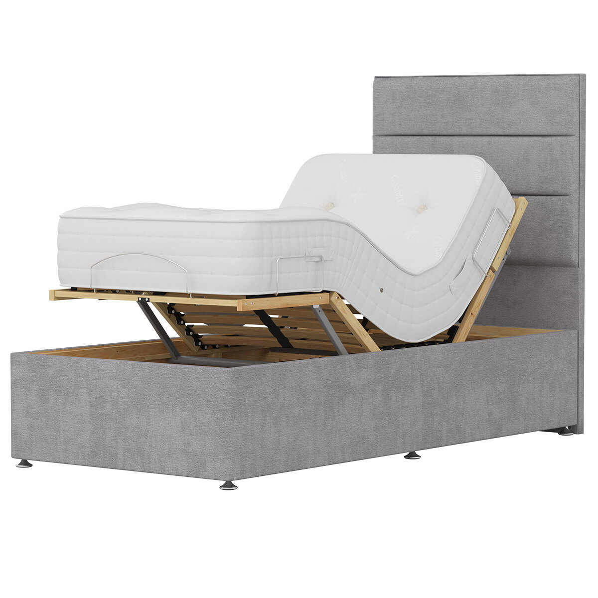 Highgrove Radnor Grey Fabric Electric Adjustable Bed Frame with 1000 Spring Count Long Single Mattress in 2 Firmness Ratings Highgrove Radnor Grey Fabric Electric Adjustable Bed Frame with 1000 Spring Count Long Single Mattress in 2 Firmness Ratings