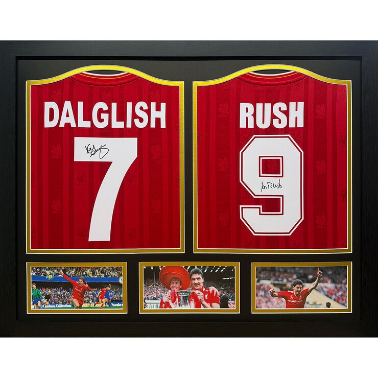 Kenny Dalglish & Ian Rush Double Signed Framed Liverpool Shirts Kenny Dalglish & Ian Rush Double Signed Framed Liverpool Shirts