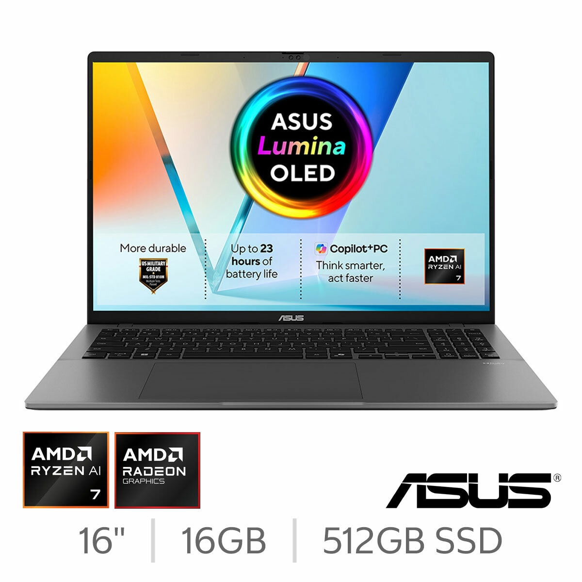 ASUS Vivobook S, Copilot+ PC, AMD Ryzen AI 7, 16GB RAM, 512GB SSD, 16 Inch OLED Laptop, M3607GA-SH011W ASUS Vivobook S, Copilot+ PC, AMD Ryzen AI 7, 16GB RAM, 512GB SSD, 16 Inch OLED Laptop, M3607GA-SH011W
