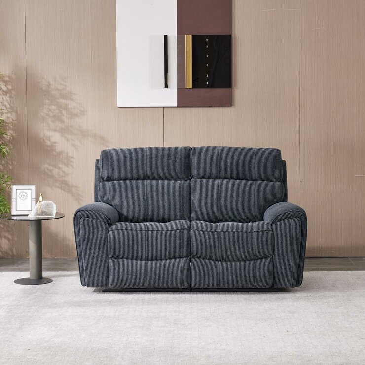 Atlanta Grey Cord Fabric Power Reclining 2 Seater Sofa